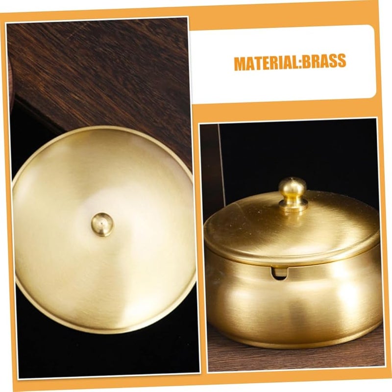 غطاء من النحاس لصينية الرماد الخالية من الدخان، غطاء مقاوم للرياح لعلبة التخزين المعدنية، ديكور للمنزل والشرفة - Image 5